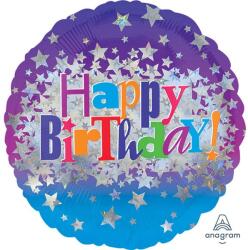 Anagram Fólia lufi, 18"/45cm, gömb alakú, HB hologramos, kék-lila