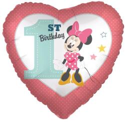 Anagram Fólia lufi, 18"/45cm, szív, Minnie , 1. születésnapra, pasztel
