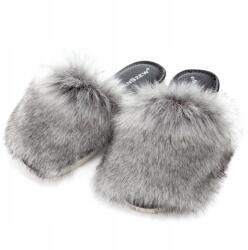 PanSzew Divatos Szőrmés Papucs Kényelmes Női Otthoni Topánka Strandpapucs 36-41 (Ciepłe Pantofle, Klapki z Futerkiem)