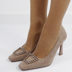 SOFILINE Pantofi bej inchis cu toc comod si brosa 1748 03 (1748KHAKI-38)