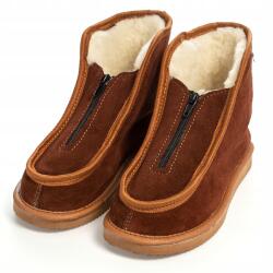 PanSzew Meleg Női Bőr Papucsok, Hegyi Stílusú Cipzáras Házi Cipők 36-45 PanSzew (Ocieplane Bambosze Damskie Kapcie Góralskie)