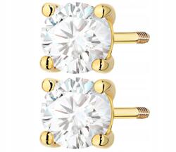 ZŁOCISTO Arany Fülbevaló Gyémántokkal Csavart Stift Arany 585 Ajándék Gravírozás (DLA DZIEWCZYNY NARZECZONEJ) - allegro - 911 890 Ft