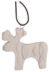 PD Karácsonyi kerámia akasztós 7 x 7 cm kötött rénszarvas fehér (144971)