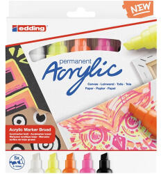 edding Akril marker Edding 5000 B (5-10 mm) Neon 5 db-os klt (7580244025) - argentumshop