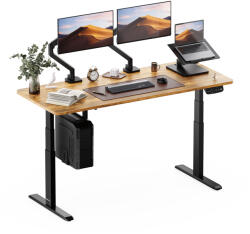 StableDesk Birou reglabil electric StableDesk Pro, 2 motoare, Ridica 125 kg, Organizator cabluri, Touchscreen, Aplicatie pentru Telefon, Cadru Negru mat, Blat Ma (SD-101-NE-D-LR-120x67)
