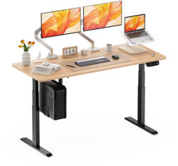 StableDesk Birou reglabil electric StableDesk Pro, 2 motoare, Ridica 125 kg, Organizator cabluri, Touchscreen, Aplicatie pentru Telefon, Cadru Negru mat, Blat Ma (SD-101-NE-R-ST-180x75)