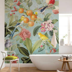 Komar Színes gyümölcs és madár mintás vlies fotótapéta