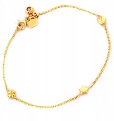  Arany karkötő 585 páncél lóherével, szívecskével és csillaggal