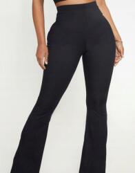 Prettylittlething Fekete Hosszú Bordázott Gumis Deréknadrág Prettylittlething 36