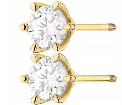 ZŁOCISTO Arany Fülbevaló Nagy Gyémántokkal 2, 00CT Arany 585 Ajándék Csavaros Stift (biżuteria na urodziny imieniny rocznicę)