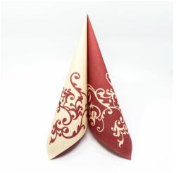 Mank textilhatású szalvéta 40x40 cm 50 lap/csomag Pomp bordó, krém