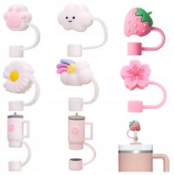 8 Db-os Szilikon Szívószálas Pohárdugó Szett Ajándék (LI99)