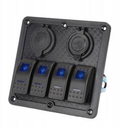  Multifunkciós Vezérlőpanel 2USB Töltővel, 12V 24V Szivargyújtó Aljzattal