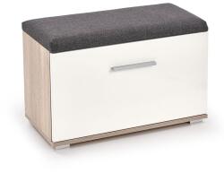 HM Dulap pentru pantofi cu taburete HM Lima ST2, Pal melaminat, stofa, capacitate 6 perechi, alb stejar sonoma (00002845) Pantofar
