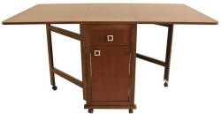CEGIM Masa plianta cu spatiu depozitare, usa si sertar, Pal Melaminat, structura lemn masiv, cu role, 8 persoane, 160x96x80 cm, fag (00000155-3479)