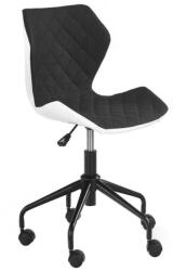 HM Scaun birou copii HM Matrix, Ergonomic, Cadru Metalic, Stofa Piele ecologica, Inaltime ajustabila, 100 Kg, Alb Negru (00002352)
