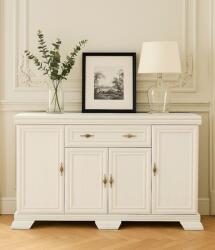 Vamy Comoda living VM4, 4 usi, un sertar, Alb Antichizat (00003940) Comoda