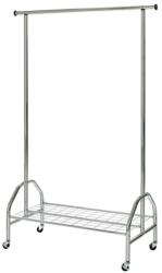 HM Suport pentru umerase, stender, HM WU18, cu raft dublu incaltaminte, metal cromat, cu roti (00001839)