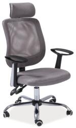 SIGNAL MEBLE Scaun de birou cu mesh, SL Q118, ergonomic, brate si tetiera ajustabile, cadru metalic, mecanism balans, 100 kg, Gri (00002799)