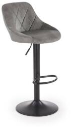 HM Scaun bar HM H101, tapitat cu stofa tip catifea, inaltime reglabila, suport picioare, 120 kg, gri (00003648)