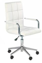 HM Scaun birou ergonomic, HM Gonzo 2, cadru cromat, tapiterie piele ecologica, mecanism de balans, roti pivotante, 90 kg, alb (00002498-4761)