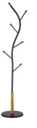 HM Cuier pom HM W45, metalic, curbat, baza ceramica, 6 agatatori, bumbi lemn, negru (00002366)