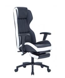 UNIC Scaun directorial GN77 Kronos, suport picioare retractabil, mecanism multiblock, piele ecologica, baza metalica, 100 kg, negru alb (3-4288)
