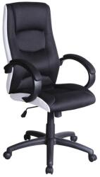 SL Scaun directorial SL Q041, Inaltime ajustabila, Mecanism balansare, Stofa cu insertii de piele ecologica, 100 Kg, Alb Negru (00002176)