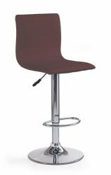 HM Scaun bar HM H21, Piele ecologica, Inaltime ajustabila, Cu spatar, Rotativ, 90 kg, Maro (00002135)