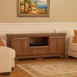 Vamy Comoda living VMT2, Pal Melaminat, cu 2 usi, sertar, cu elemente din MDF, Nuc (00003950) Comoda
