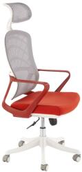 Halmar Scaun birou ergonomic HM Vesuvio 2, mesh, mecanism balans, baza polipropilena, suport lombar, tetiera reglabila, 100 kg, rosu scortisoara gri alb (00004035)