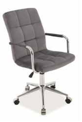 SL Scaun birou copii velvet SL Q022, baza cromata, inaltime reglabila, rotire 360 , cu brate, 90 kg, gri (00003378)