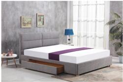 HM Pat matrimonial, HM Merida, cu sertar, cadru din lemn, somiera inclusa, stofa, 160x200, gri (00003544)