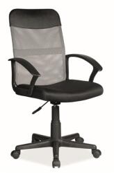 SIGNAL MEBLE Scaun birou SL Q702, mecanism de balans, tapiterie mesh, roti pivotante, cu brate, 80 kg, Gri Negru (00003387)