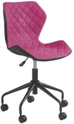 HM Scaun birou copii HM Matrix, Ergonomic, Cadru Metalic, Stofa Piele ecologica, Roti pivotante, 100 Kg, Negru Roz (00002334)