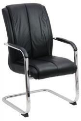 Chairs ON Scaun de vizitator tip sanie OFF 8117, piele ecologica, cromat, cu brate, 120 kg, negru (00001876)