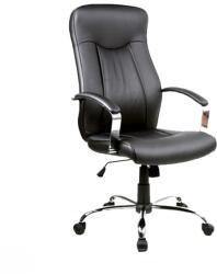 SL Scaun directorial SL Q052, Cadru cromat, Piele ecologica, Inaltime ajustabila, Mecanism balansare, 100 Kg, Negru (00002180)