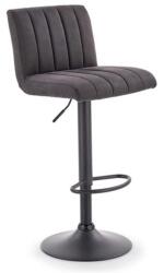 HM Scaun bar HM H89, tapitat cu stofa tip catifea, inaltime reglabila, suport picioare, 120 kg, gri (00003458)