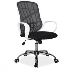 SIGNAL MEBLE Scaun de birou cu mesh SL Dexter, cadru cromat, mecanism de balans, roti pivotante, 100 kg, alb negru (00003398)