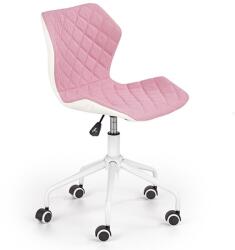 HM Scaun birou copii HM Matrix 3, stofa piele ecologica, inaltime reglabila, rotire 360 , roti pivotante, cadru metalic vopsit, 100 kg, roz alb (00003177)