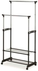 SL Stender haine cu suport incaltaminte dublu SL Nova II Bis, metalic, cu roti, inaltime ajustabila, solid, negru argintiu (00002696)