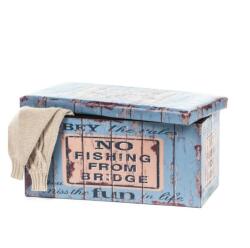 UNIC Taburete cu spatiu depozitare, Design, MDF Piele ecologica, 100 kg, 76.5 x 38 Old Coffer (00001401)