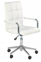 HM Scaun birou copii HM Gonzo 2, Ergonomic, Cadru metalic, Tapitat cu piele ecologica, Ajustabil pe inaltime, Cu brate, 90 Kg, Alb (00002498)