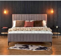 HM Pat matrimonial HM Francesca, tapiterie textil, somiera inclusa, cadru metalic lemn masiv, 160 x200, gri (00003685)