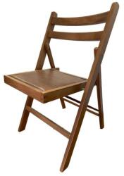 CEGIM Scaun pliant lemn masiv, bucatarie si living, sezut tapitat cu piele ecologica, 100 kg, nuc (00003647-482)