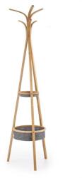 HM Cuier pentru hol cu spatiu depozitare HM W63, lemn masiv, cosulete textile, 6 agatatori, natur (00003468)