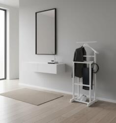 CEGIM Portmantou suport haine, tip valet, dublu, din lemn masiv, 102 cm, alb (00003705)