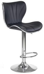 HM Scaun de bar HM H69, Piele ecologica, Inaltime ajustabila, Suport picioare, Cu spatar, Rotativ, 90 kg, Negru (00001777)