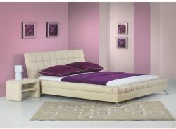 HM Pat HM Bonita, dublu, tapitat cu piele ecologica, lemn masiv, cu somiera, 160x200, bej (00001560)