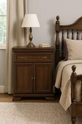 Vamy Comoda dormitor si living, VM1, Pal Melaminat, cu 2 usi, un sertar, cu elemente din MDF, Nuc (00003935) Comoda